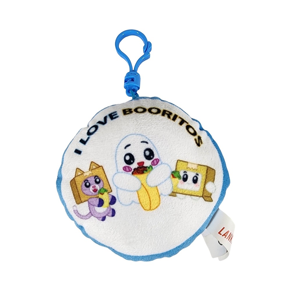 LankyBox I Love Booritos Plush Keychain Foxy Boxy Ghosty Blue‎ White Round Clip
